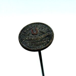 Antique Advertising Hat Pin Prosperity U 250 Pound Net  Early 1900s Edwardian